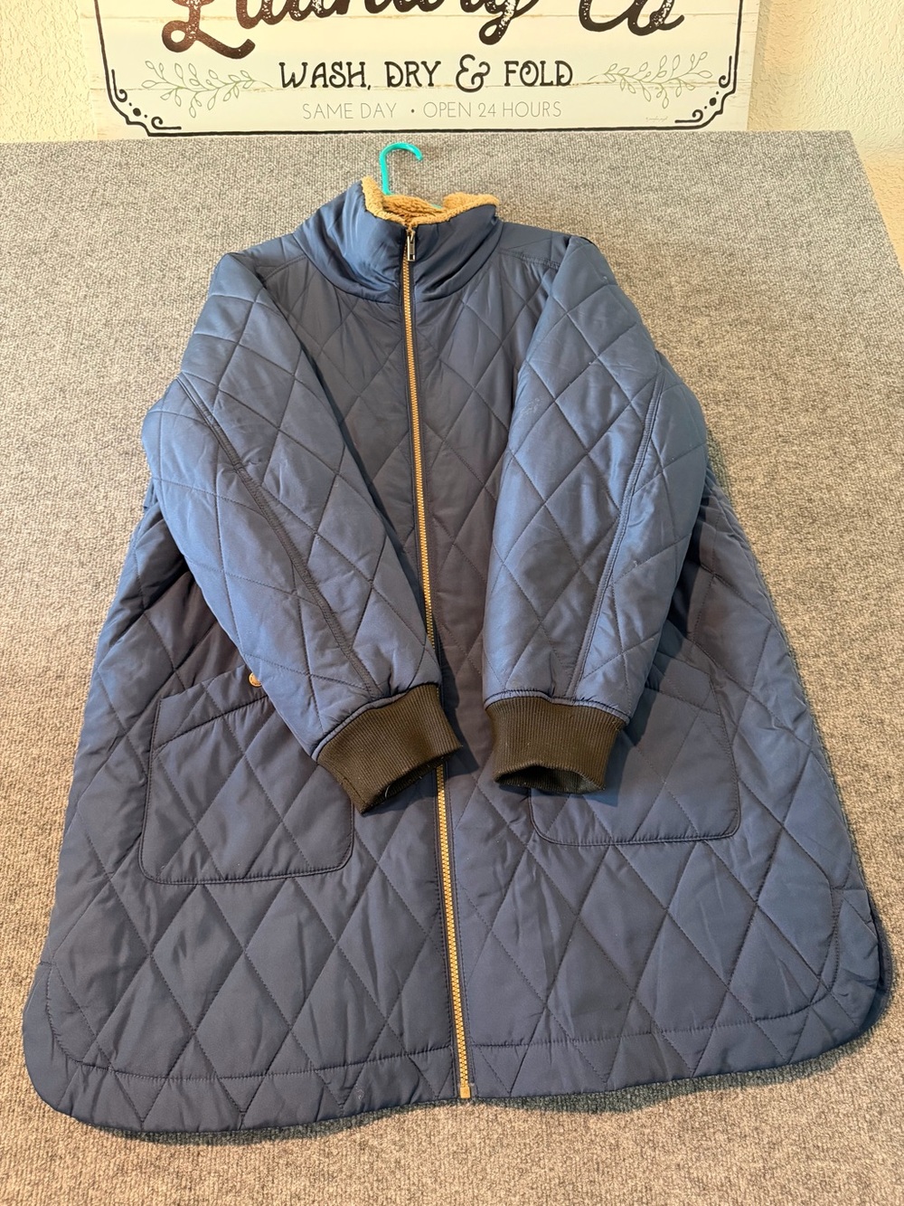 Weatherproof Women's Navy Quilted Puffer Coat with Faux Sherpa Collar